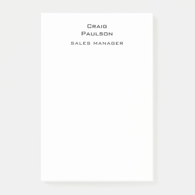 Minimalistische Schlichte Klassik Schwarz & Weiß Post-it Klebezettel (Vorderseite)