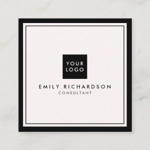 Minimalistische schlichte Rosa Schwarz fügen Sie I Quadratische Visitenkarte