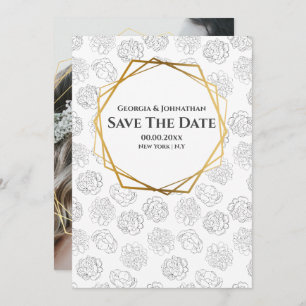 Minimalistische schlichte Rose Schwarz-weißes Foto Save The Date