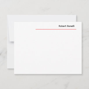Minimalistische Schlichte Rot-Weiß-Modern-Premium- Mitteilungskarte