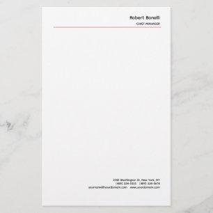 Minimalistische Schlichte Rot-Weiß-Moderne Briefpapier
