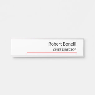 Minimalistische Schlichte Rot-Weiß-Standardgröße Türschild