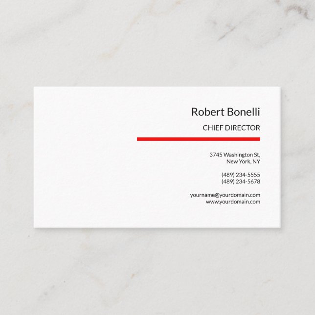 Minimalistische Schlichte Rot-Weiß-Standardgröße Visitenkarte (Vorderseite)
