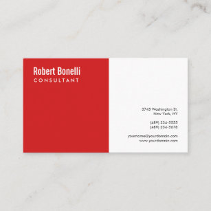 Minimalistische schlichte rote weiße moderne visitenkarte