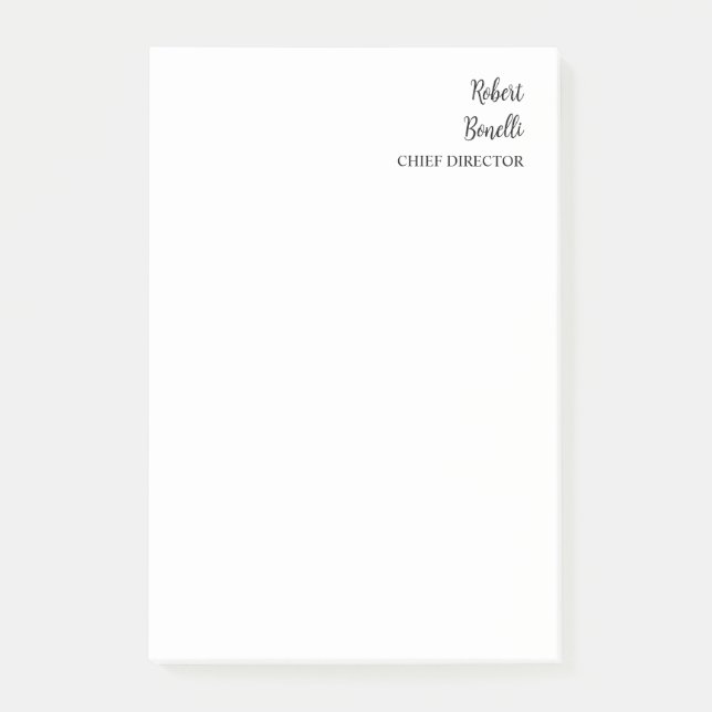 Minimalistische Schlichte Schwarz/Weiß-Moderne Post-it Klebezettel (Vorderseite)