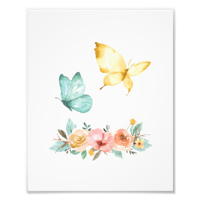 Minimalistische Schmetterlingsflora Blume Natur Fotodruck (Vorne)