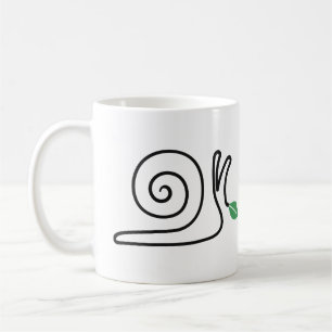 Minimalistische Schnecke, One-Line-Kunst mit grüne Kaffeetasse
