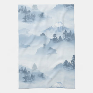 Minimalistische schneebedeckte Berge Blau Weiß Geschirrtuch