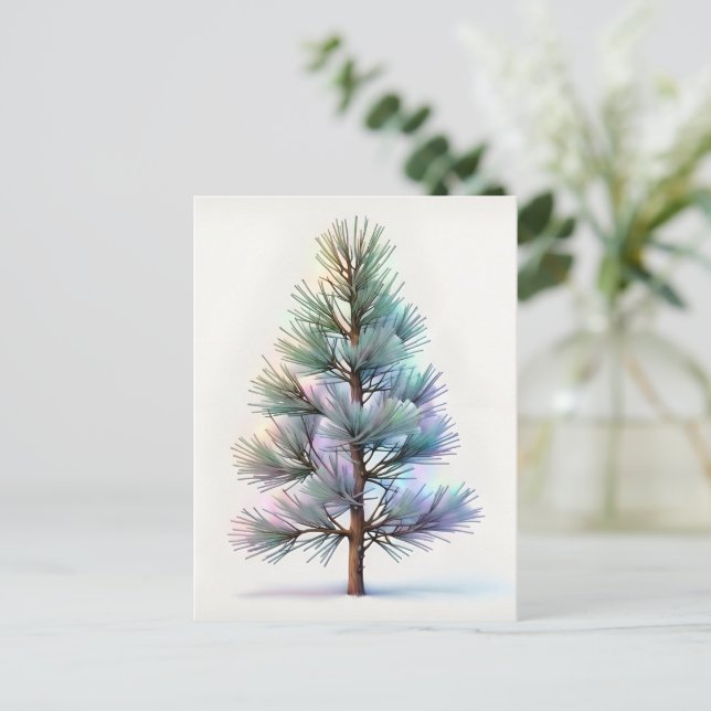 Minimalistische Schneefichte Postkarte (Stehend Vorderseite)