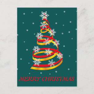 Minimalistische Schneeflocken-Band-Weihnachtsbaum Feiertagspostkarte