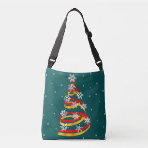 Minimalistische Schneeflocken-Band-Weihnachtsbaum Tragetaschen Mit Langen Trägern