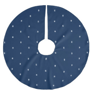 Minimalistische Schneeflocken in blauer und weißer Polyester Weihnachtsbaumdecke