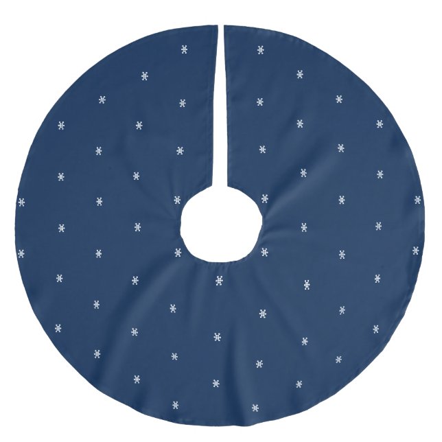 Minimalistische Schneeflocken in blauer und weißer Polyester Weihnachtsbaumdecke (Vorderseite)
