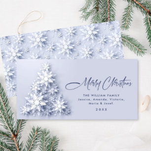 Minimalistische Schneeflocken Weihnachtsbaum Gruß Feiertagskarte