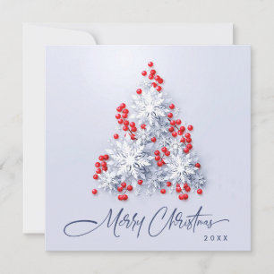 Minimalistische Schneeflocken Weihnachtsbaum Grußk Feiertagskarte