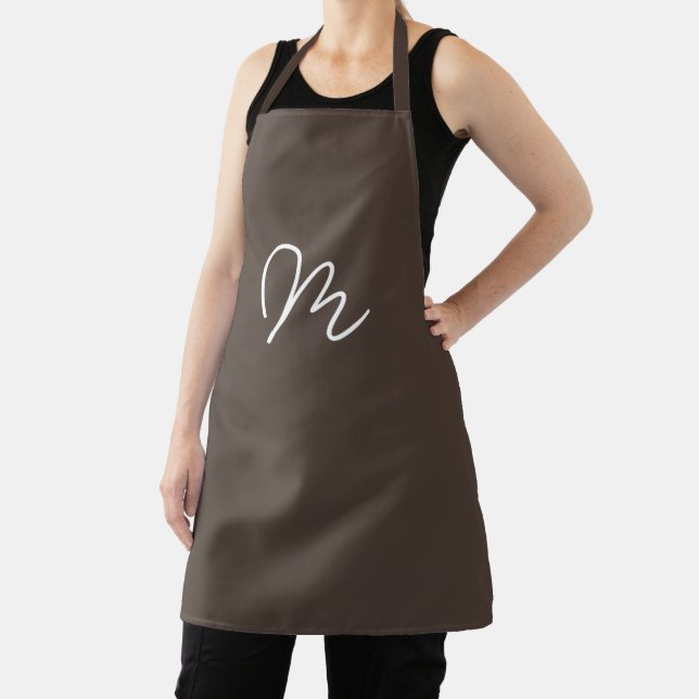 Minimalistische Schokolade Tiefbraunes Monogramm Schürze (InSitu)