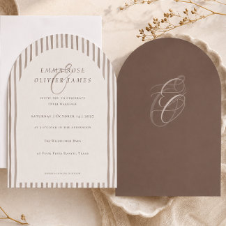 Minimalistische schokoladenbraune Bogen-Hochzeitse Einladung