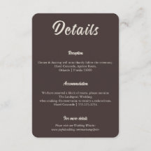 Minimalistische Schokoladenbraune Hochzeitsinforma