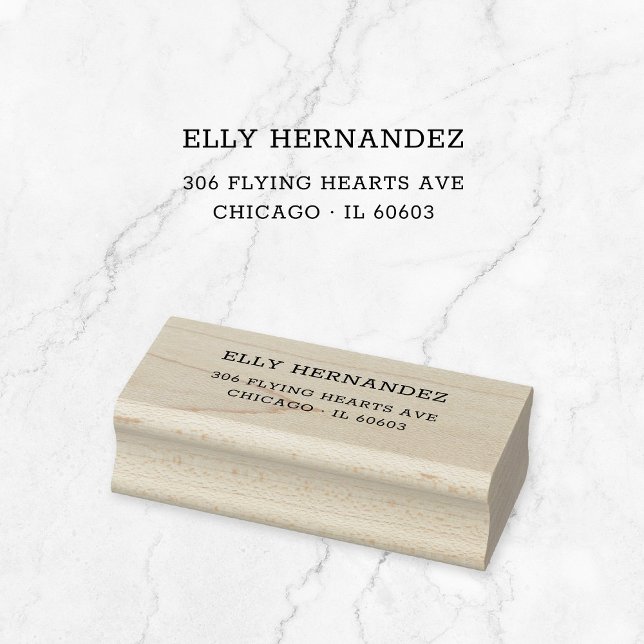 Minimalistische Schreibmaschine 11 | Rücksendeadre Gummistempel (Modern typewriter wooden return address stamp. Simple, basic typography address stamp.)