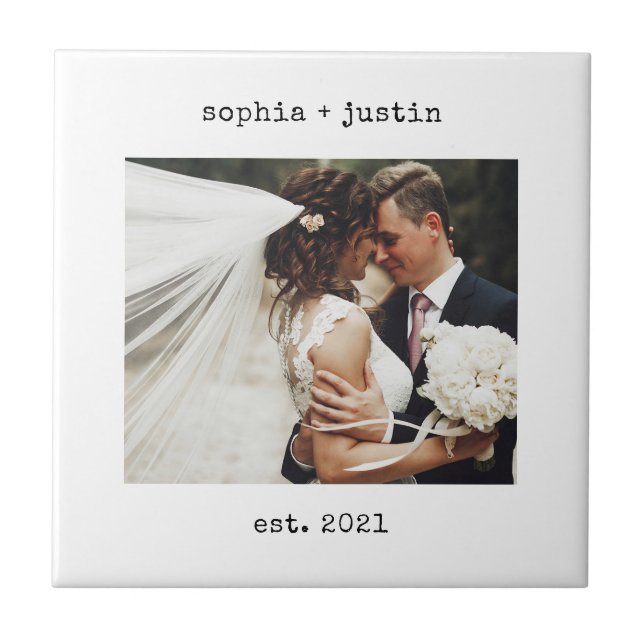 Minimalistische Schreibmaschine | Hochzeitsfeier u Fliese (Vorderseite)