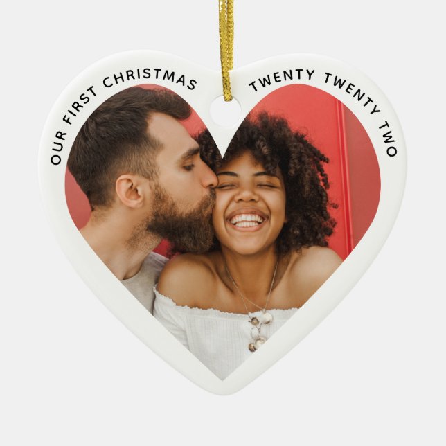Minimalistische Schreibmaschine Merry Merried Foto Keramik Ornament (Vorne)