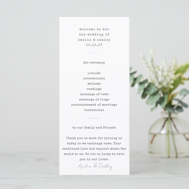 Minimalistische Schreibmaschine White Custom Weddi (Stehend Vorderseite)