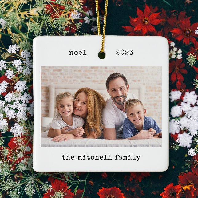 Minimalistische Schreibmaschine | Zwei Fotos und e Keramikornament (A simple, vintage style holiday ornament with your favorite family photo)