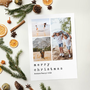 Minimalistische Schreibmaschinenweihnachtsfamilie  Feiertagskarte