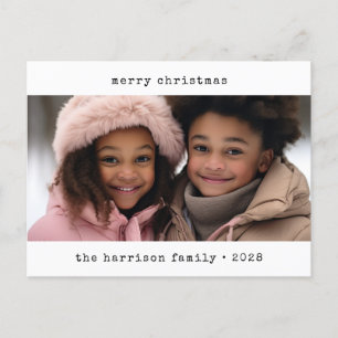 Minimalistische Schreibmaschinenweihnachtszeit Feiertagspostkarte