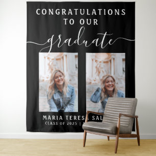 Minimalistische Schrift-Calligraphy Zwei-Foto-Absc Wandteppich