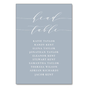 Minimalistische Schrift Dusty Blue Kopf-Tisch-Hoch Tischnummer