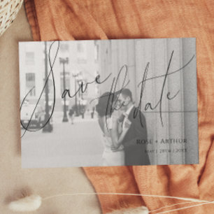 Minimalistische Schrift Flache Save-the-Date-Karte Einladung