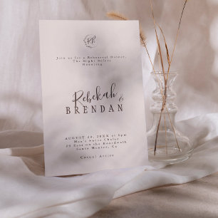 Minimalistische Schrift Florales Monogramm Probees Einladung