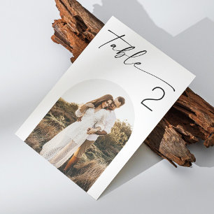 Minimalistische Schrift Hochzeit   Elegante Bogen- Tischnummer
