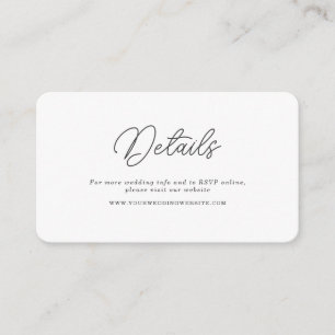 Minimalistische Schrift Hochzeits-QR-Code-Details- Begleitkarte