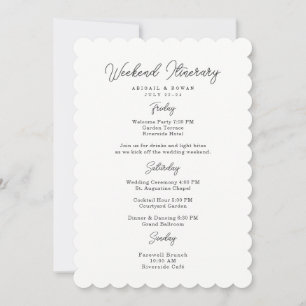 Minimalistische Schrift Hochzeitswochenende-Itiner Einladung