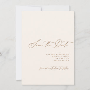 Minimalistische Schrift Ivory & Tan Foto-Hochzeit Save The Date