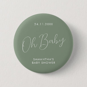 Minimalistische Schrift Sage Green Babyparty elega Button