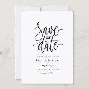Minimalistische Schrift Schwarzweiß Save-the-Date- Einladung