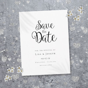 Minimalistische Schrift Schwarzweiß Save-the-Date Postkarte