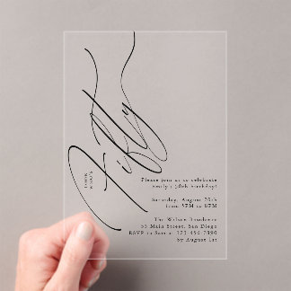 Minimalistische Schrift-Typografie 50. Geburtstags Acryleinladungen