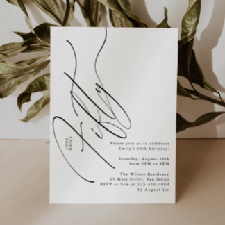 Minimalistische Schrift-Typografie 50. Geburtstags Einladung