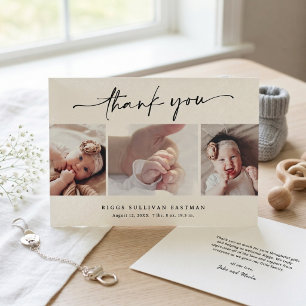 Minimalistische Schriftart Foto Baby Dankeschön Dankeskarte