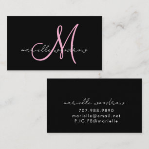 Minimalistische Schriftmonogramm Rosa Schwarz Visi Visitenkarte