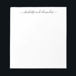 Minimalistische Schriftzeichen Personalisierte Paa Notizblock<br><div class="desc">Minimalistische Skriptbuchstaben Personalisierte Paare Notepad</div>
