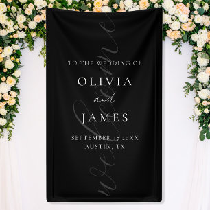 Minimalistische Schwarz-Elegant-Script-Hochzeit Wi Banner