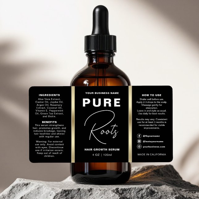 Minimalistische Schwarz-Gold-Haartropfen-Flasche (Von Creator hochgeladen)