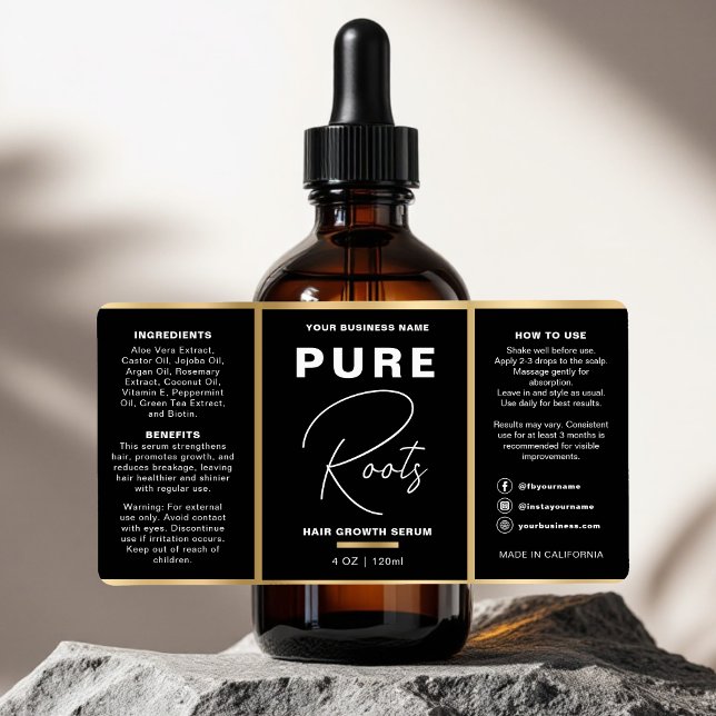 Minimalistische Schwarz-Gold-Haartropfen-Flasche (Von Creator hochgeladen)