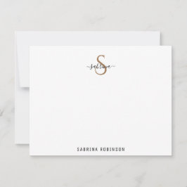 Minimalistische Schwarz-Gold-Monogramm-Note-Karte Mitteilungskarte