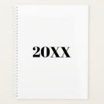 Minimalistische, schwarz-moderne Typografie Planer<br><div class="desc">Minimalistische Schwarz-Weiß moderne Typografie angepasste einfache elegante Planner. Benutzerdefinierter schwarzer Serientext, weißer schlichter Hintergrund. Sie können es mit Ihrem Namen, Initialen, Jahr usw. personalisiert oder einfach den Text löschen und die schlichte Farbe verlassen.</div>